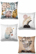 Double Side Printed Portrait Pattern 4-Piece Suede Pillow Case -