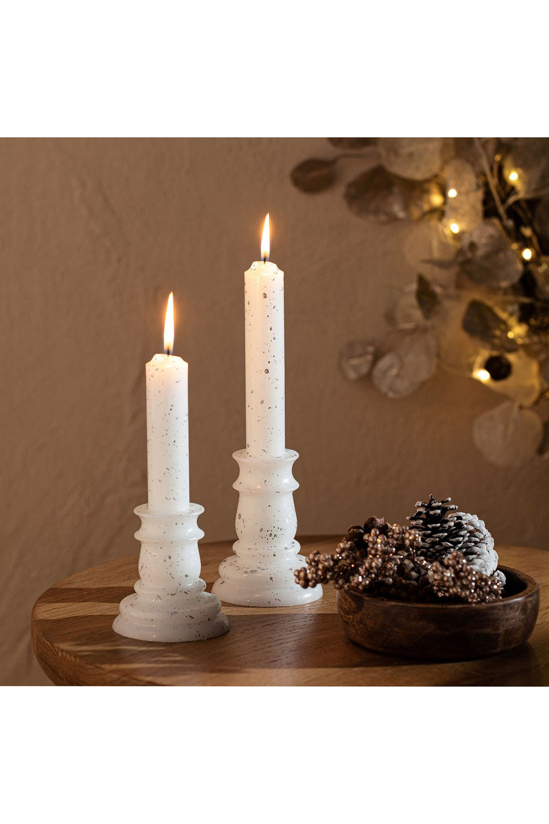 Flamme Pedestal Candlestick Candle Silver 20 Cm Silver