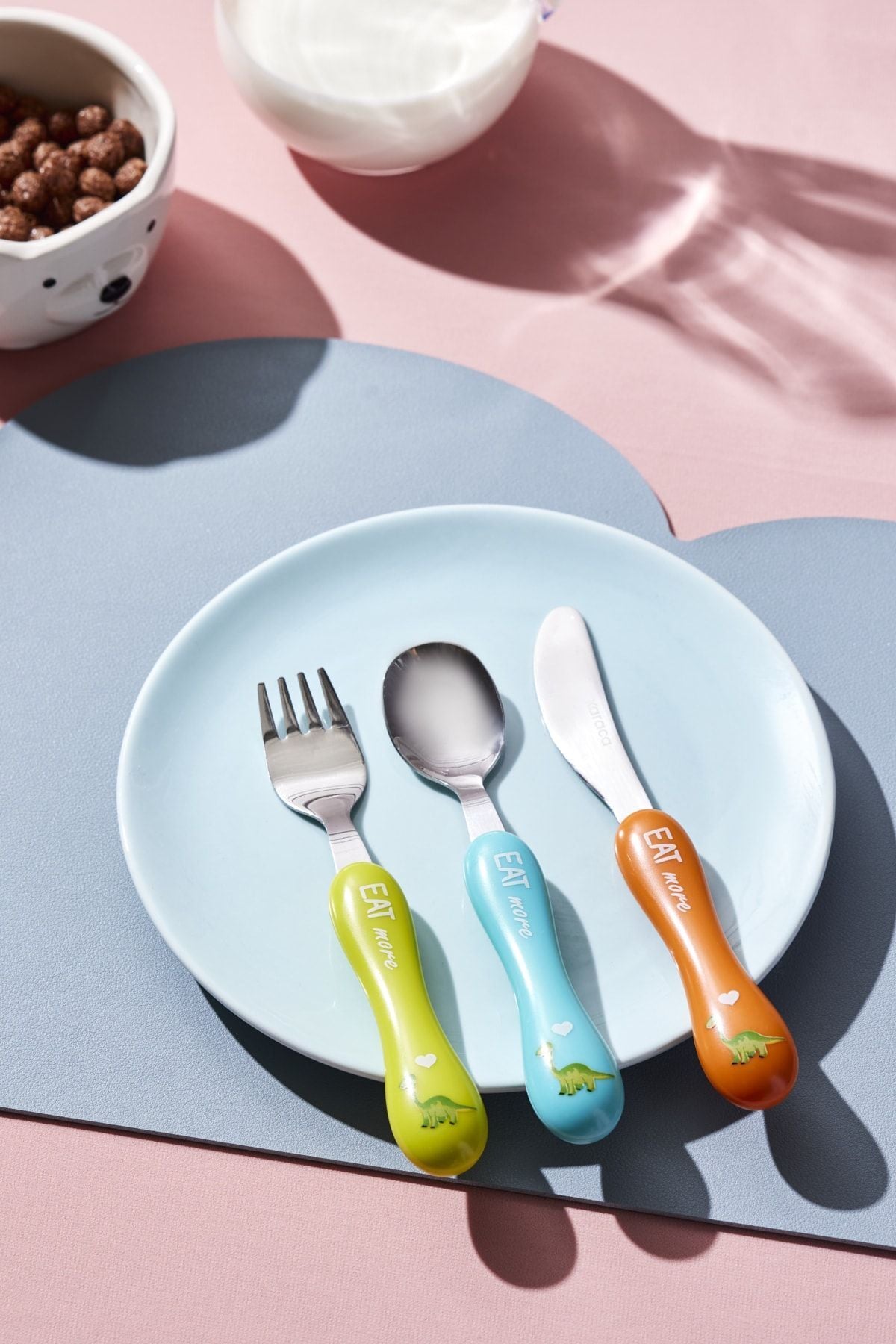 Dinosaur 3 Piece Kids Fork Spoons Knife Set