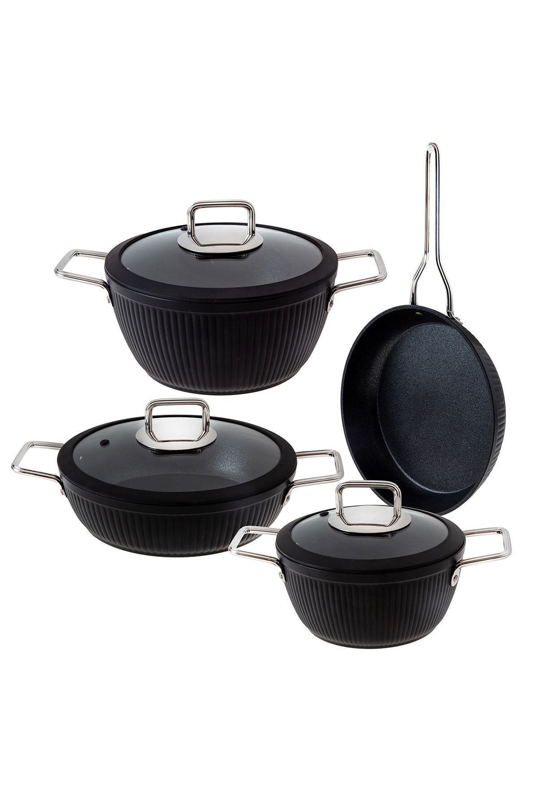 Dublin Black 7 Piece Granite Cookware Set