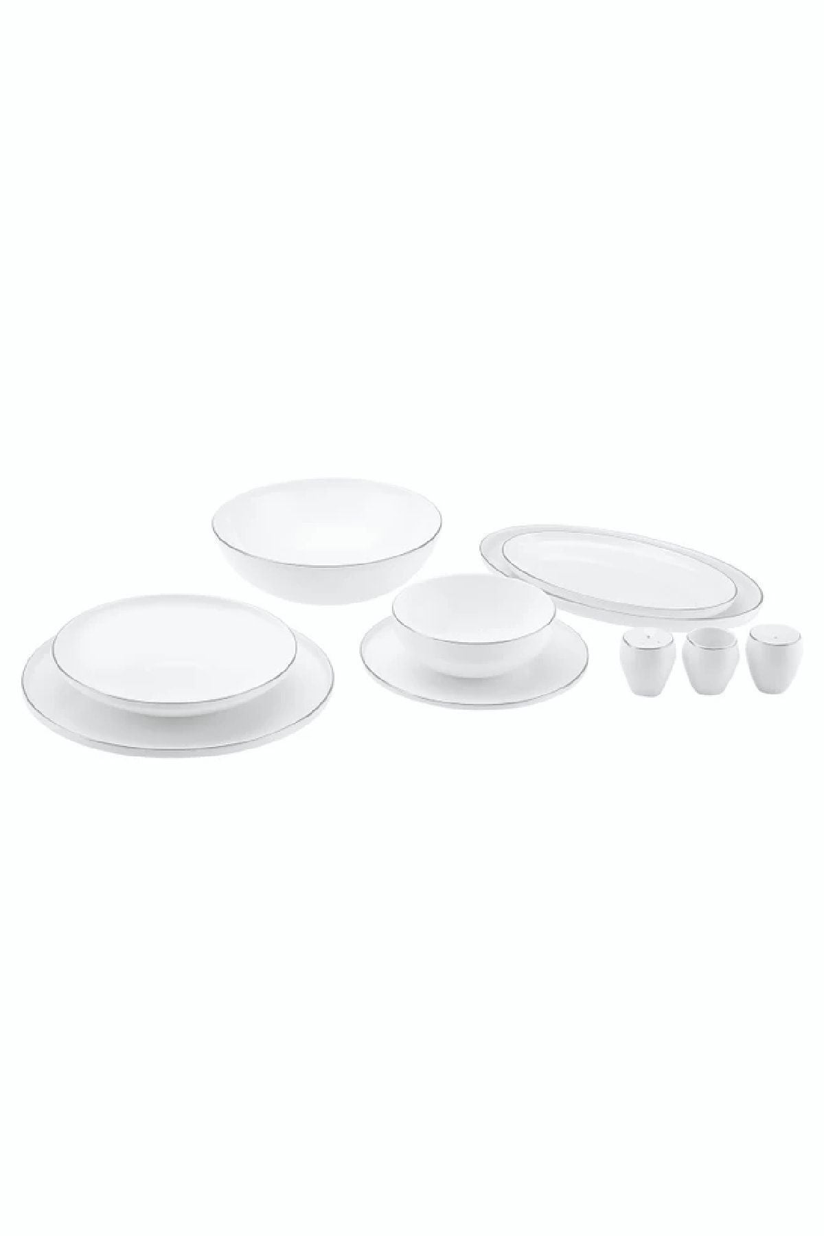 Fine Bone Meridian 59 Pieces 12 Seater Dinner Set Platinum