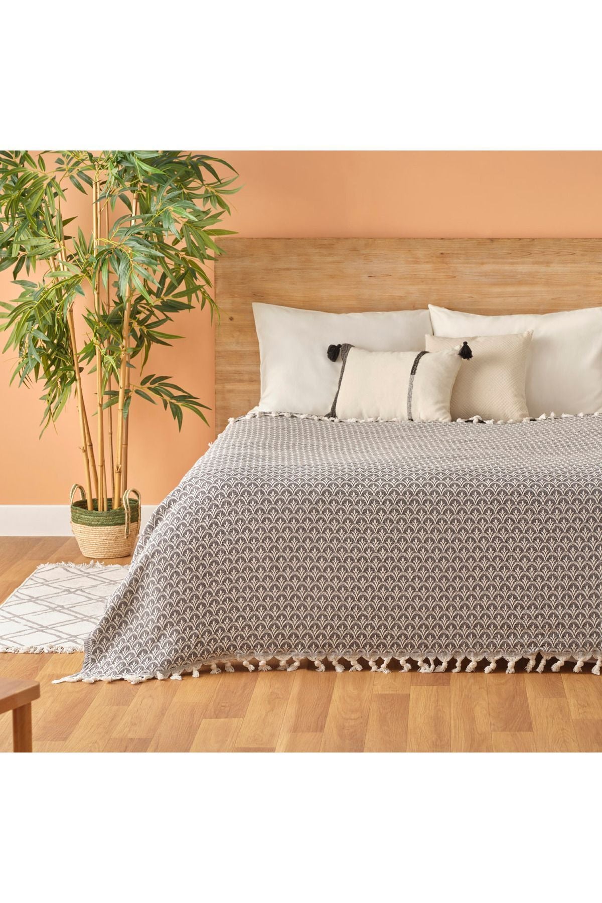 Silvana Cotton Double Bed Sheet Anthracite (200X230 CM)
