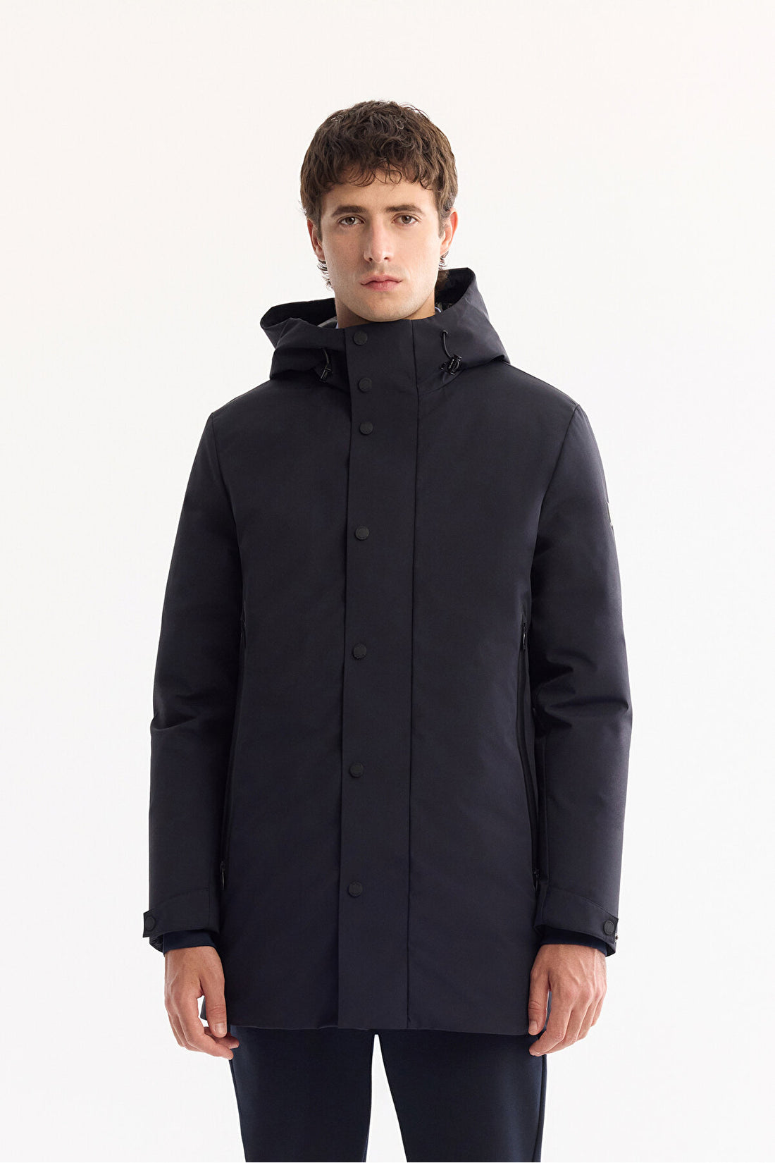 Erkek Lacivert Kapüşonlu Su İtici Rüzgar Geçirme -7°C Dayanıklı Regular Fit Mont A52Y6126