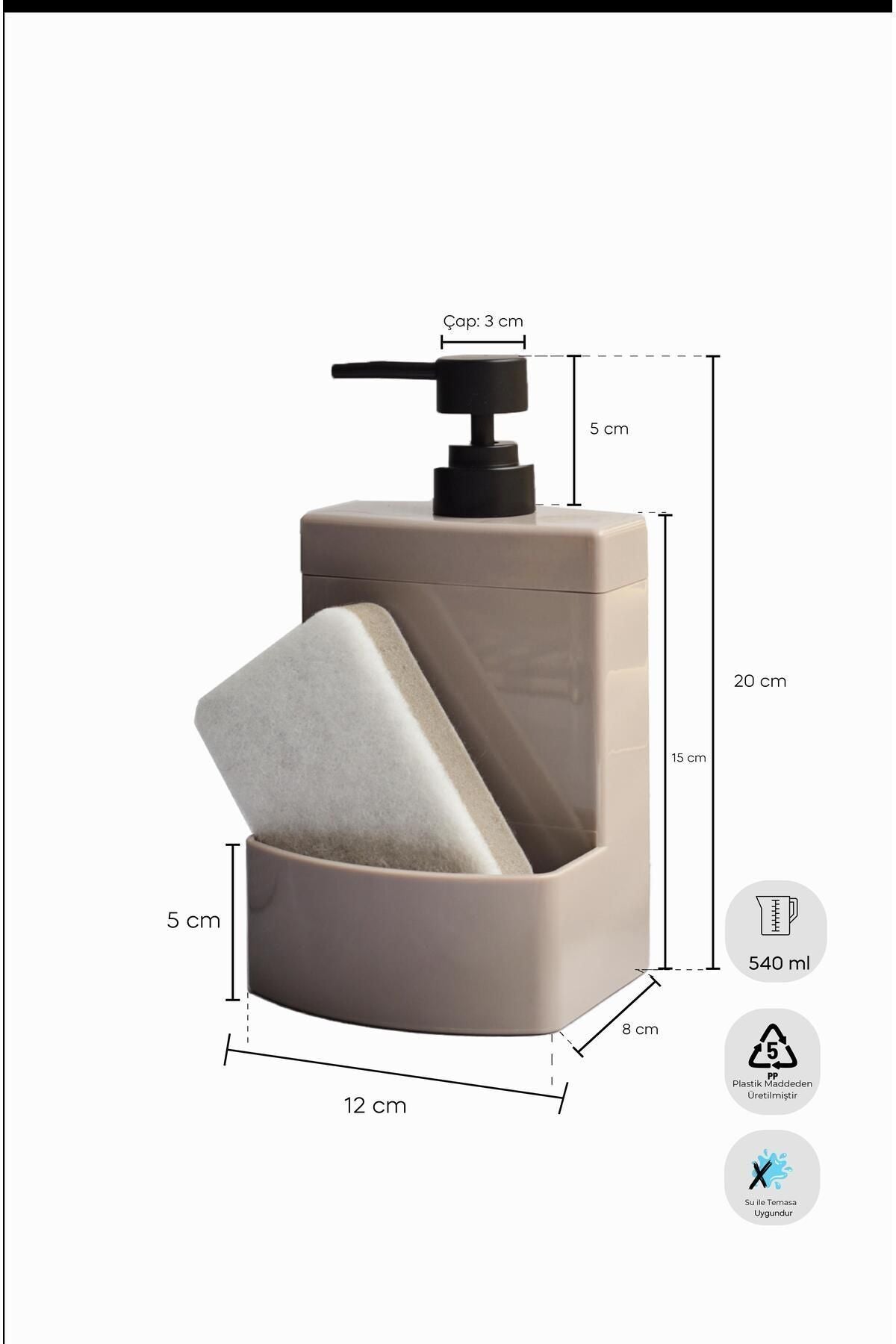 Barton Taupe Kitchen Liquid Soap Dispenser Acrylic with Sponge