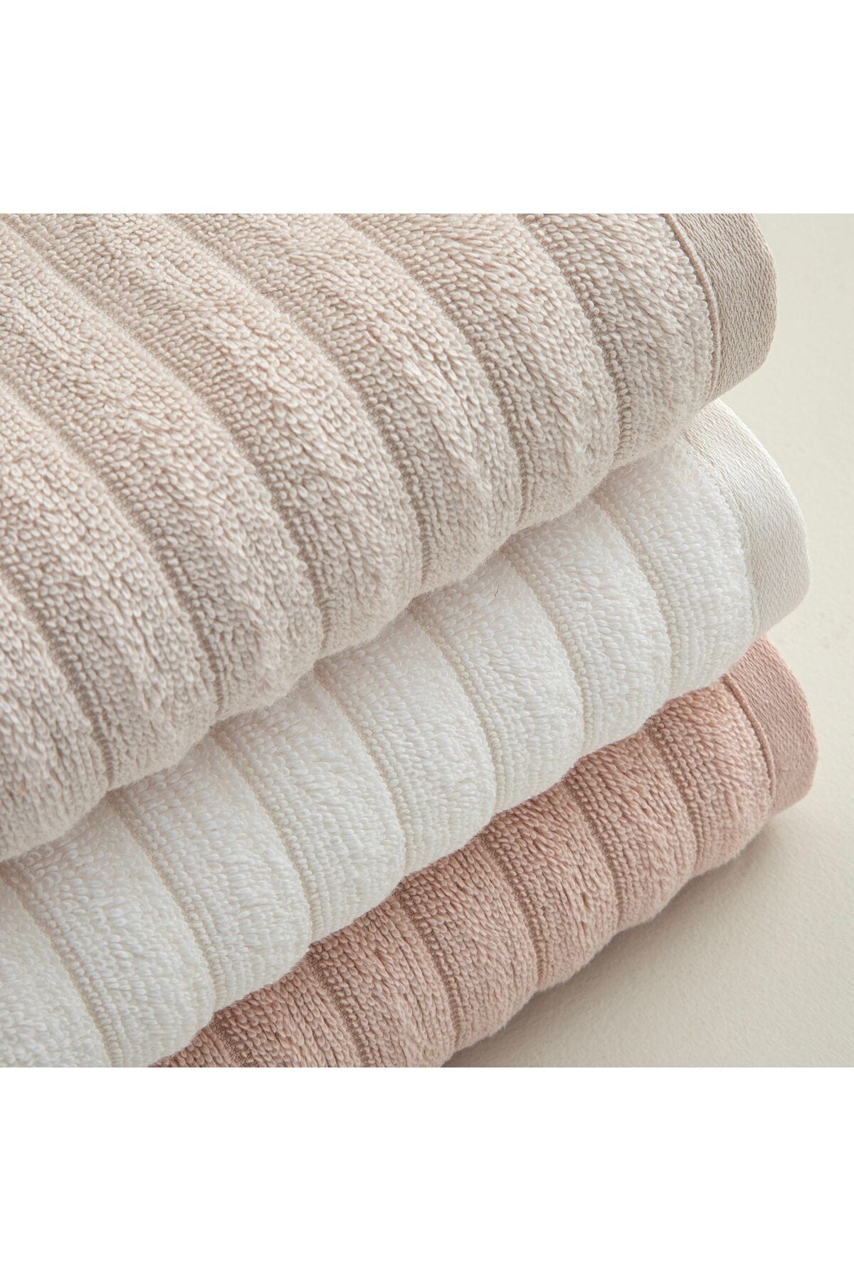 Waved 3pcs Hand Towel 30x50 cm Ecr/Beige