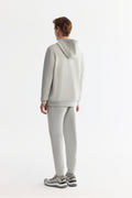 Erkek Gri Kap����onlu Esnek Yumu��ak Doku ��nterlok Kuma�� Basic Regular Fit Sweatshirt B001101