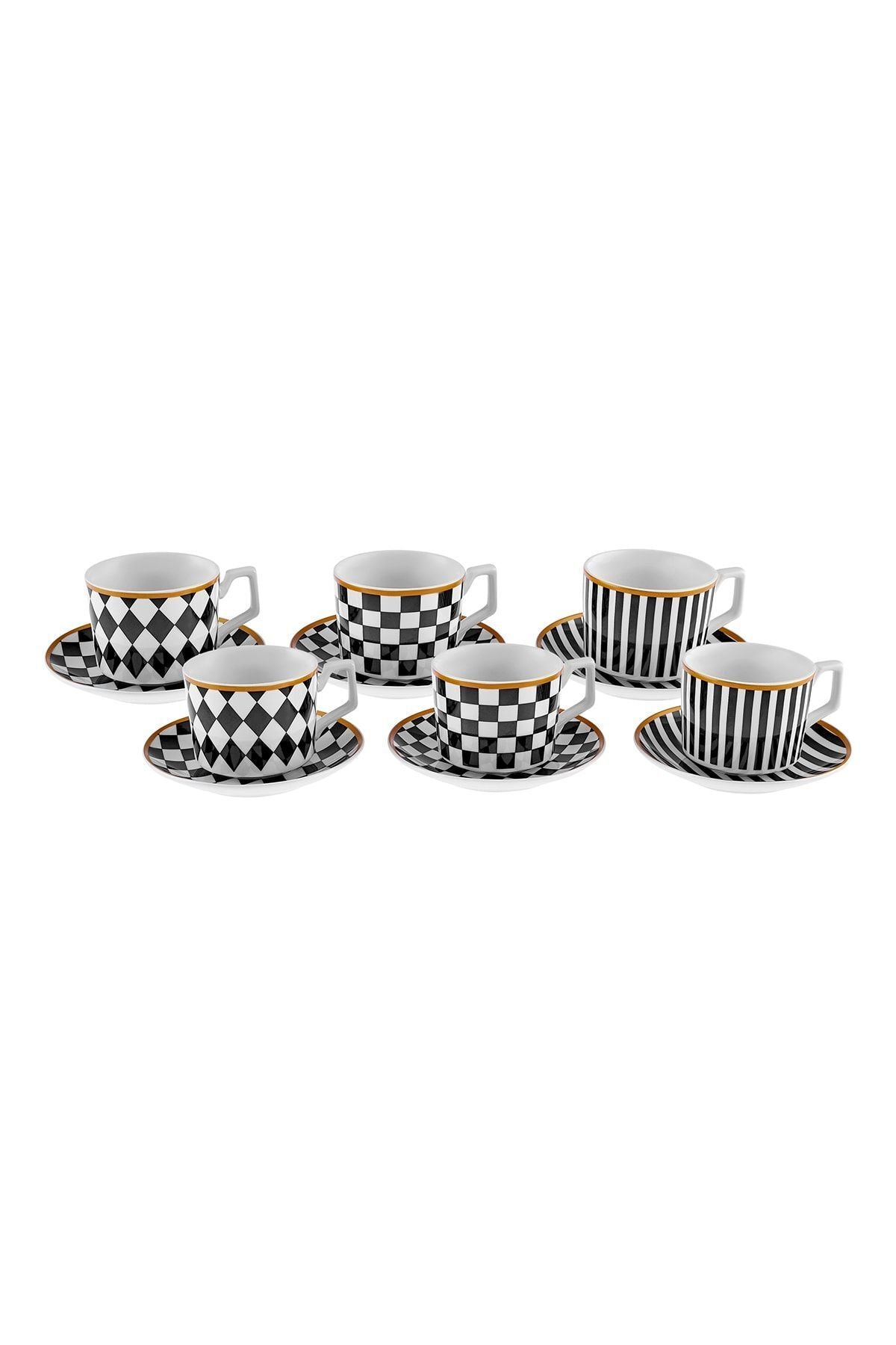 Chekers 6 Person Tea Cup Set 220 Ml