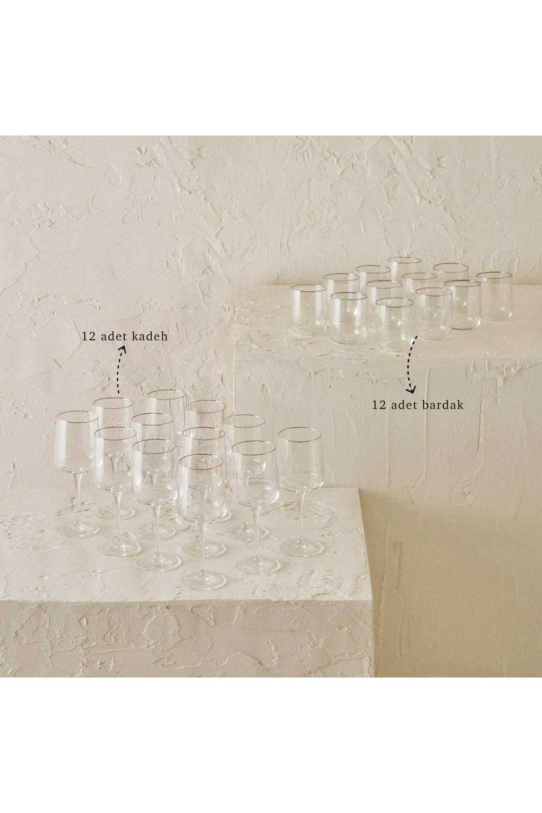 Premium Glass-Glasses Set 24 Pcs Silver