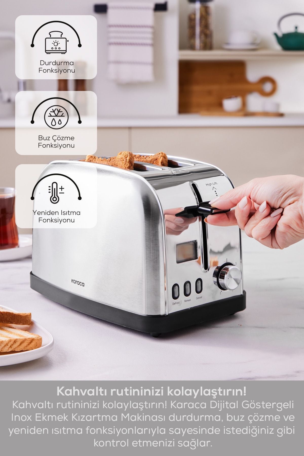 Inox Led Time Display Toaster