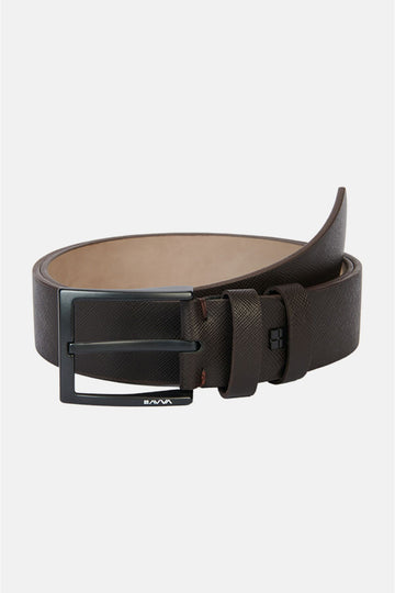 Men's Brown 100% Leather Patterned Belt A32y9326