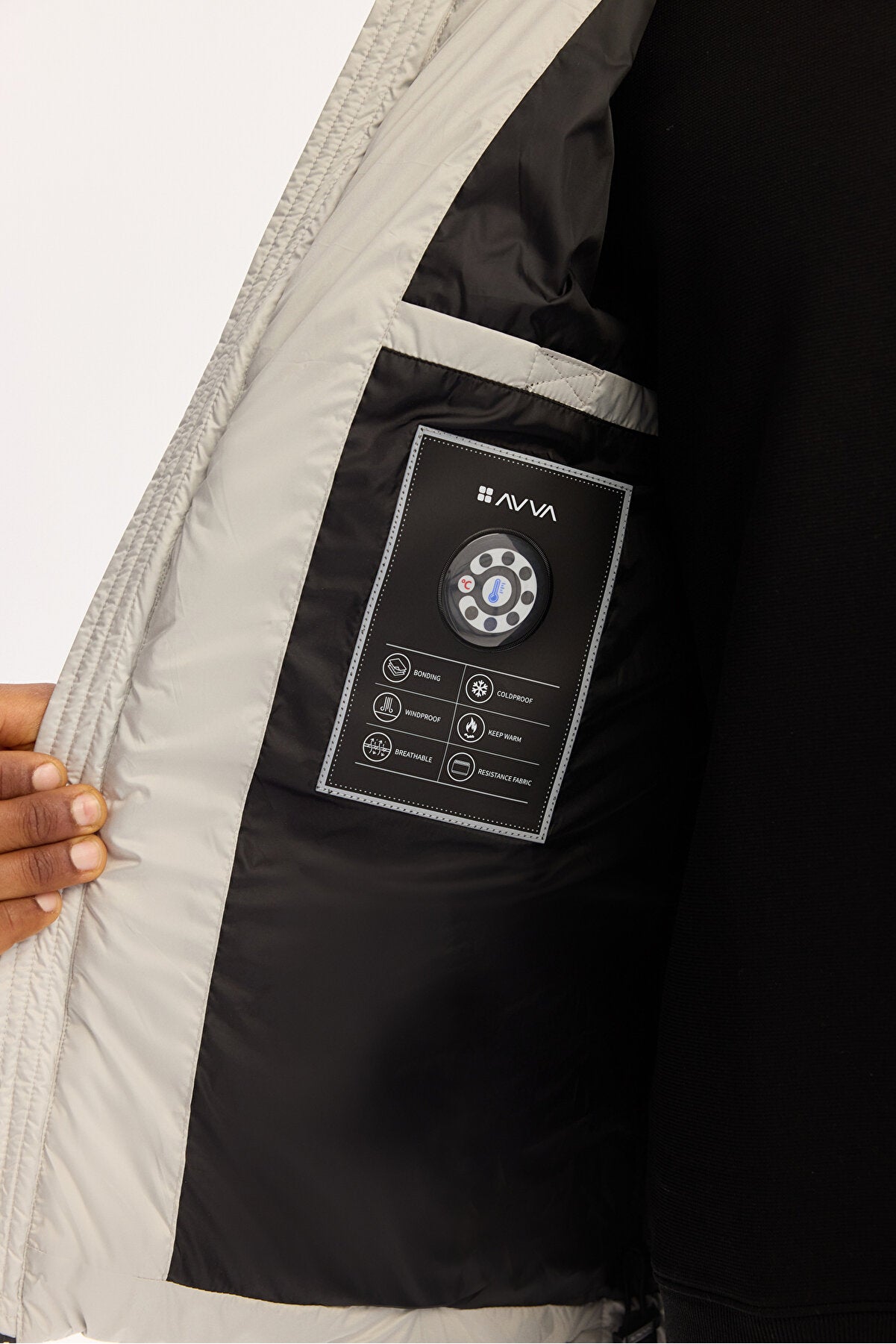 Erkek Gri Kapüşonlu Su İtici Rüzgar Geçirmez -5°C Dayanıklı Şişme Comfort Fit Mont A52Y6155