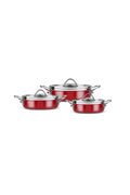 Erva Enamel Induction Base 6 Piece Sahan Set Burgundy