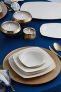 Square Bone Chiara 60 Pieces 12 Seater Dinner Set Gold