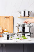 8 Piece Steel Cookware Set with Alaz Induction Base