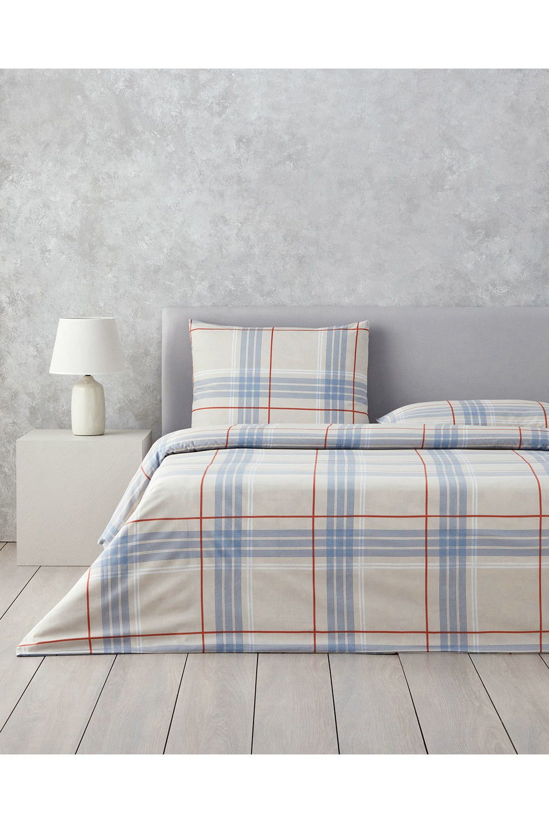 Natural Plaid Single Size Duvet Cover Set Beige