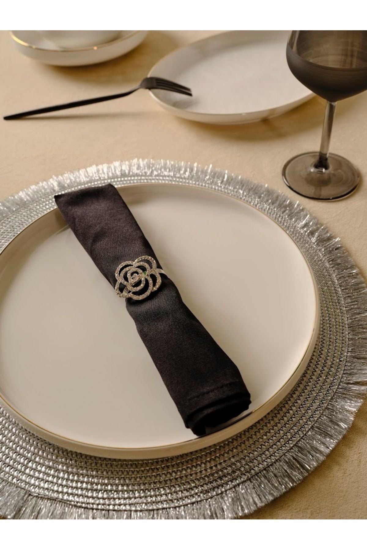 Karaca Roselinda 2-Piece Napkin Ring Silver