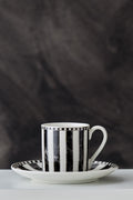 Checkered Stripes Single Size Porcelain Coffee Cup 90 Ml