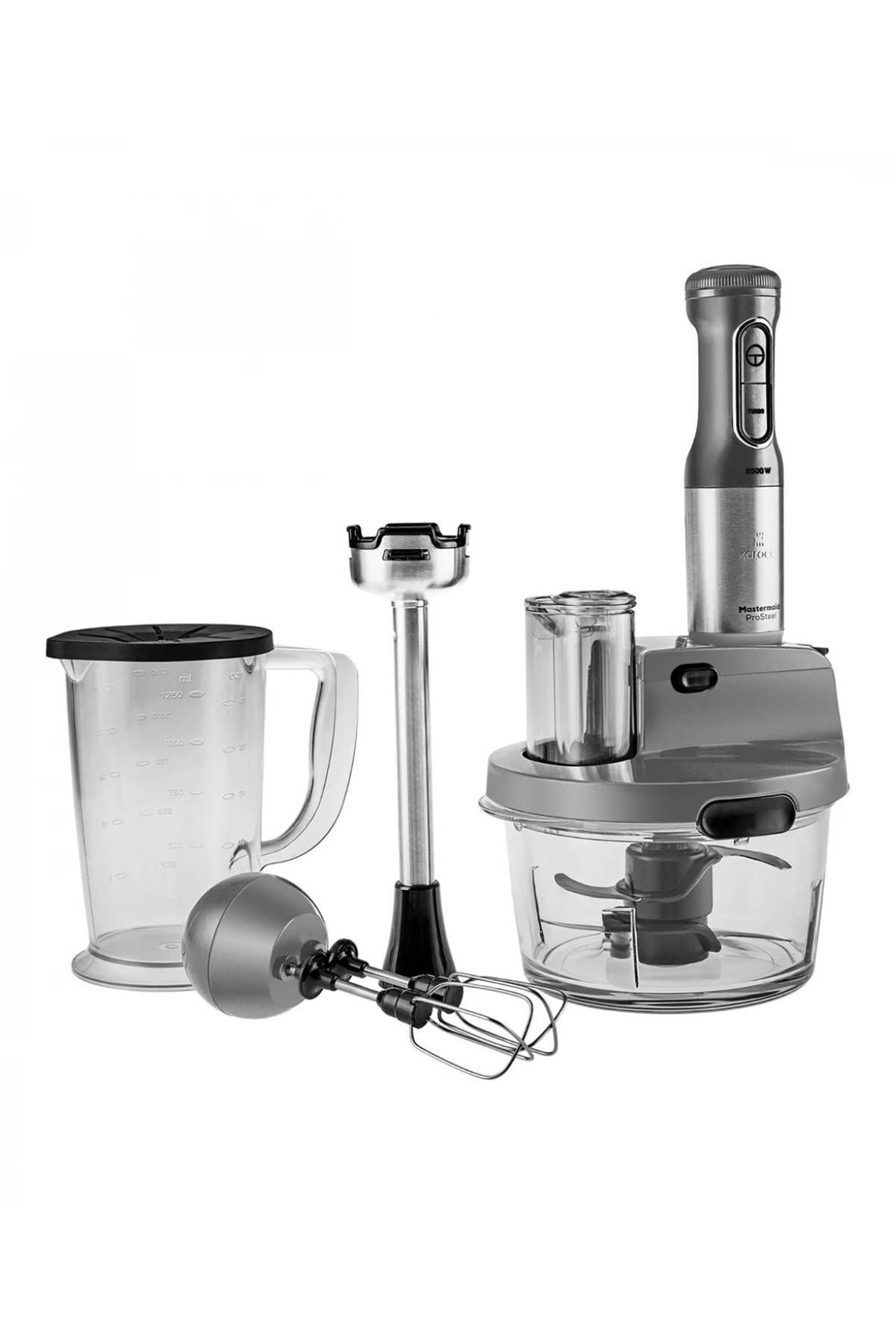 Mastermaid Prosteel Glass Food Processor Long Blender Stand 6 Blades 2500W Galaxy Grey