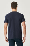 Men's Navy Blue 100% Cotton Slim Fit Slim Fit Crew Neck Basic T-Shirt