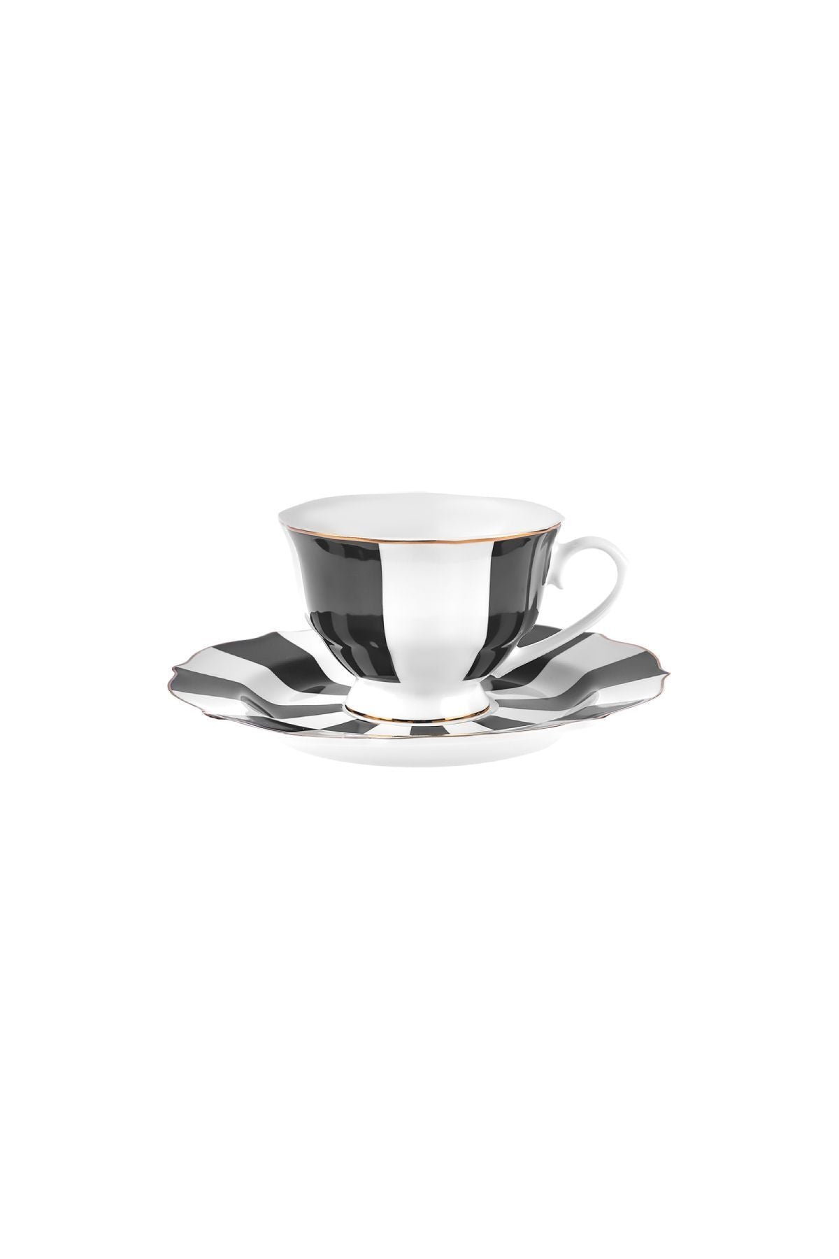 New Romantic Thick Striped Teacup 220 ml Black