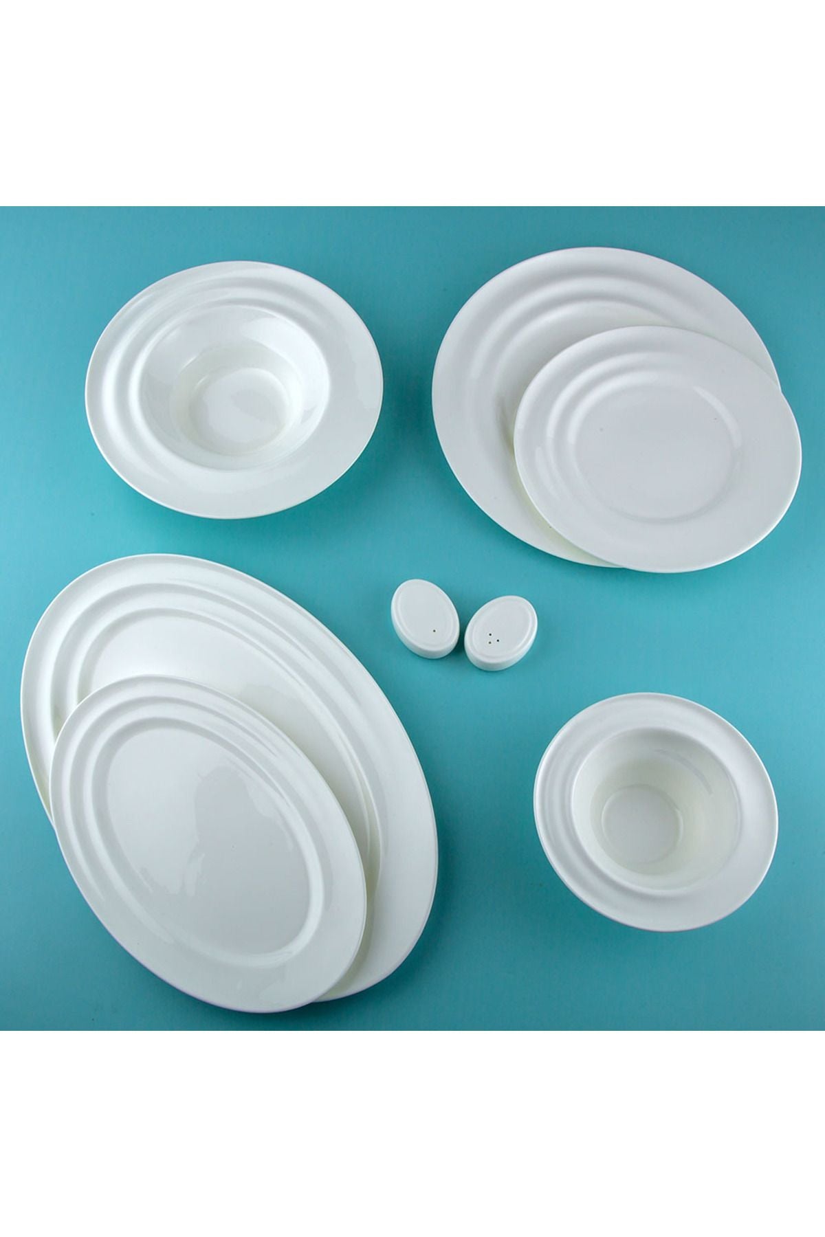 Aqua White 58 Pieces 12 Seater Dinner Set