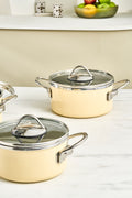 Erva Enamel Induction Base 6 Piece Midi Cookware Set Cream