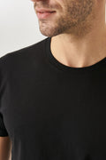 Men's Black 100% Cotton Slim Fit Slim Fit Crew Neck Basic T-Shirt