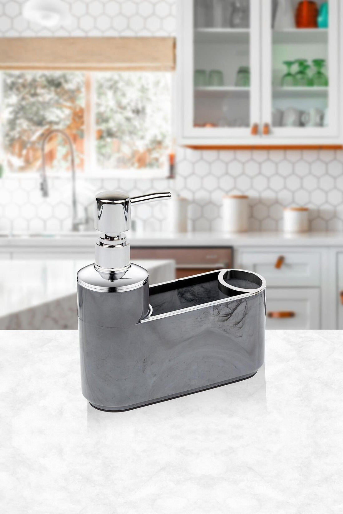 Marble Pattern Elegance Liquid Compartment Soap Dispenser