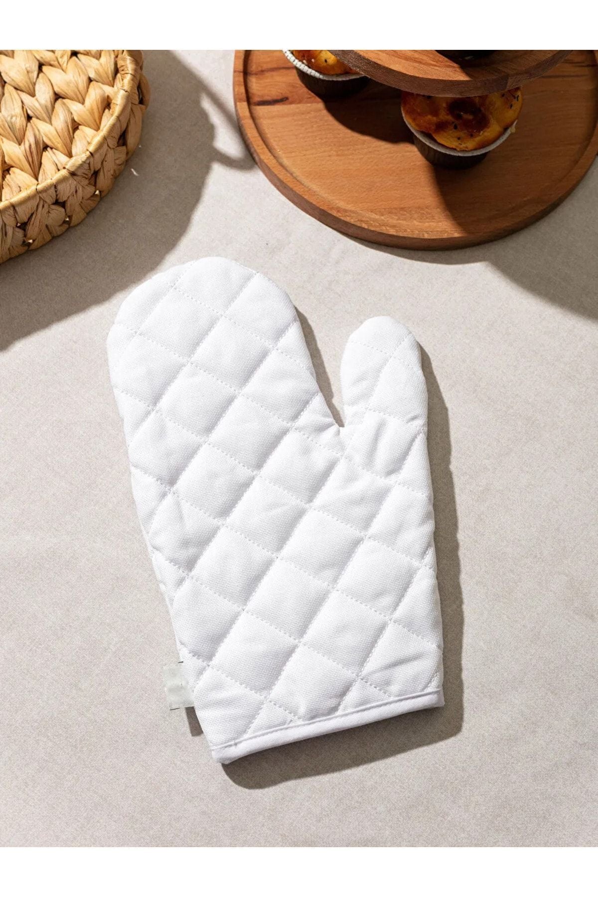 Baking Gloves White Letter Embroidered Cotton