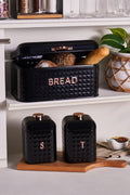 Diamond Carbon Steel Bread Box Storage Container Gift Black