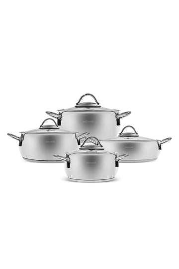 Urla 8 Piece Induction Bottom Steel Cookware Set