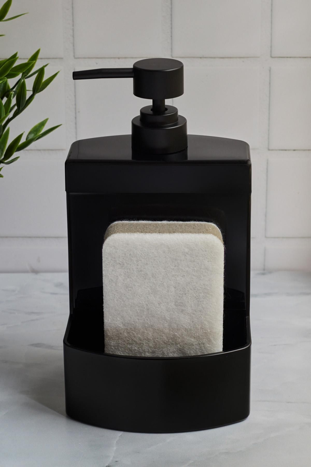 Barton Black Kitchen Liquid Soap Dispenser Acrylic with Sponge