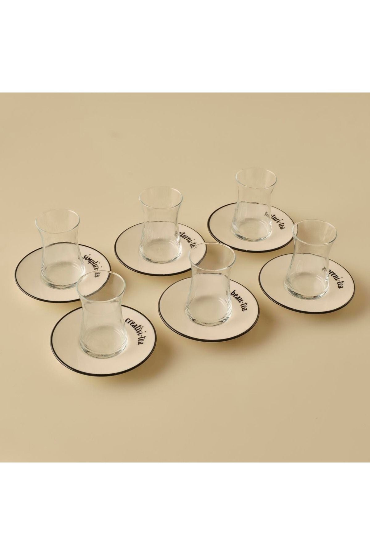 Tea Talk Set of 6 Tea Cups Black (170 cc)