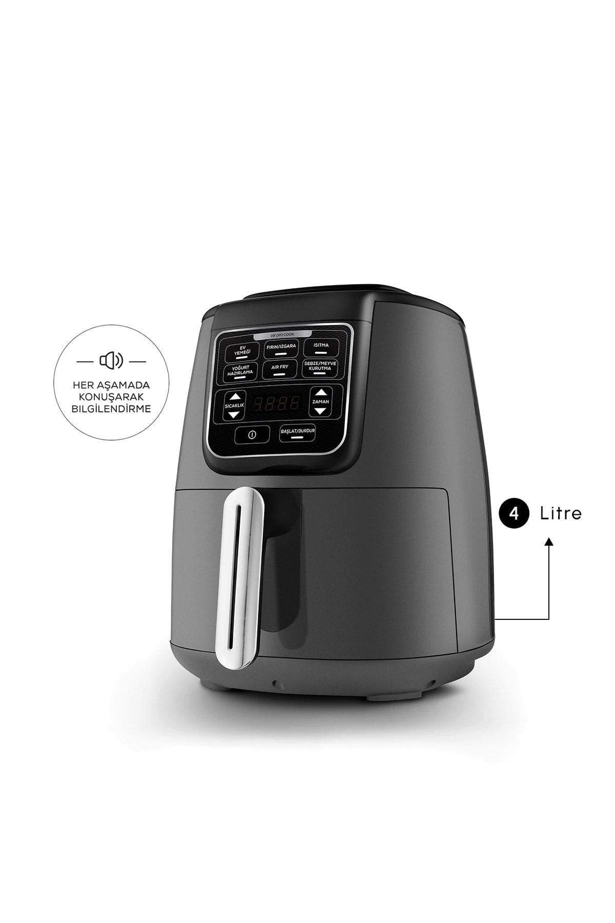 Air Pro Cook XL 2 in 1 Talking Airfryer Space Gray 4 Seater