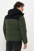 Men's Cappuccino Zipper Puffer Coat - Otto