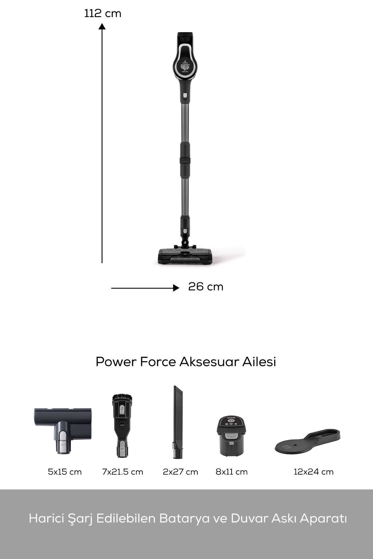 Suction Cup Power Force Pro 2 In 1 Rechargeable Upright Vacuum Cleaner Matte Black Silver