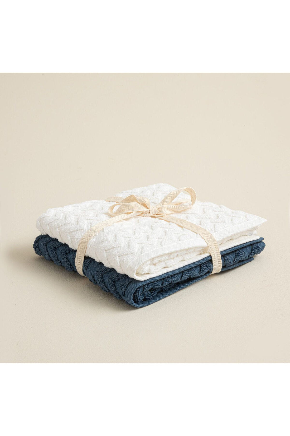 Zygzag 2-piece Floor Mat 50x70 cm White/Marin Blue