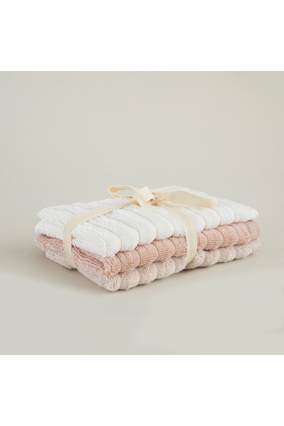 Waved 3pcs Hand Towel 30x50 cm Ecr/Beige