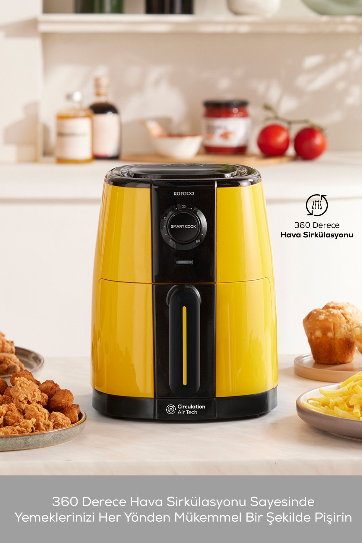 Smart Cook Compact Airfryer Yellow with Time Setting Up to 60 Minutes