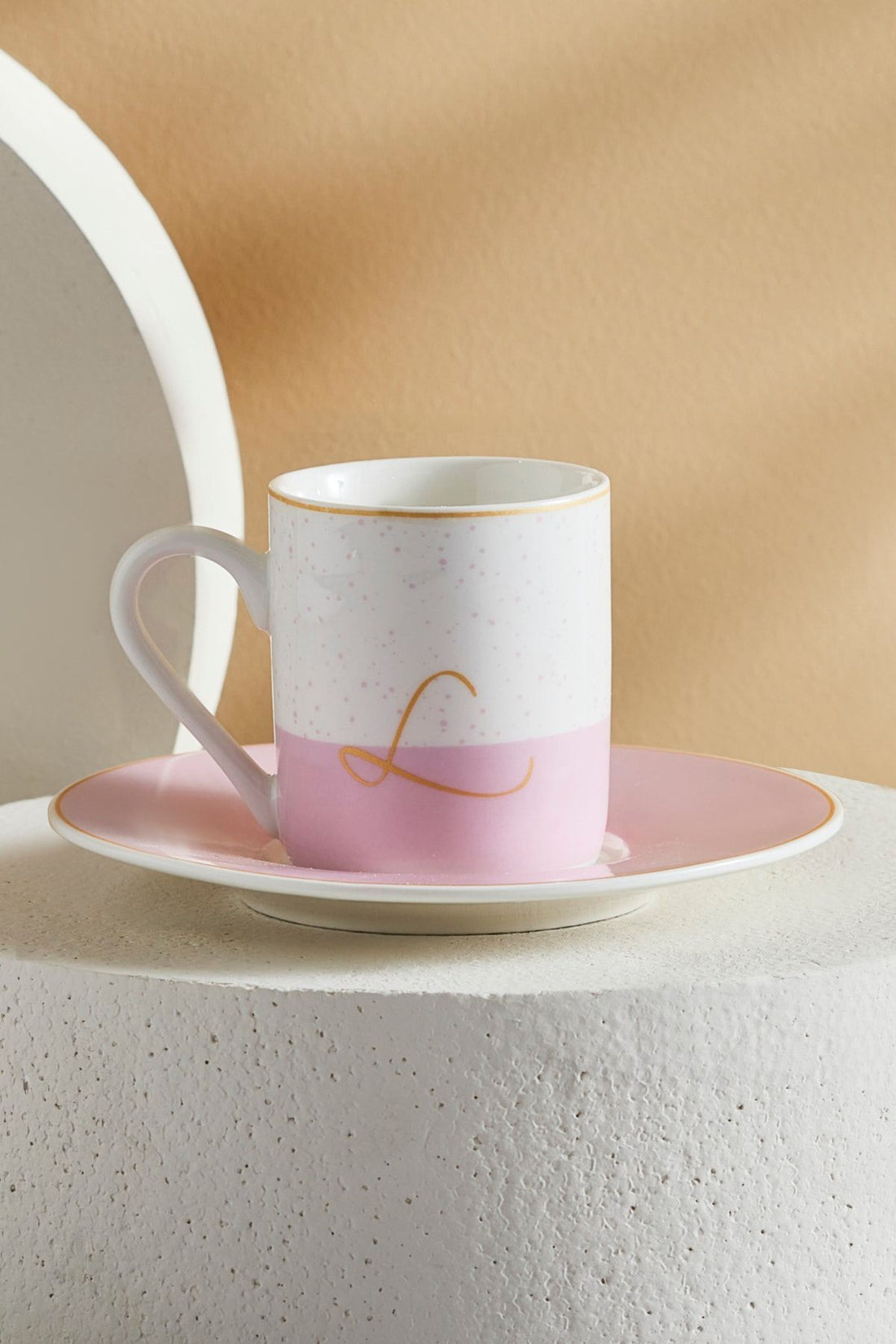 Single Size Porcelain Coffee Cup with Letter L 100 ml