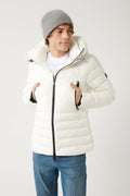 Men's White Goose Feather Water Repellent Windproof Thermometer Hooded Inflatable Coat A32y6017