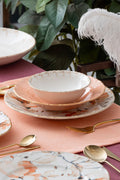 Mari Gold Pink Floral 6 Seater 29 Piece Porcelain Dinner Set 12349