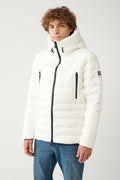 Men's White Goose Feather Water Repellent Windproof Thermometer Hooded Inflatable Coat A32y6017