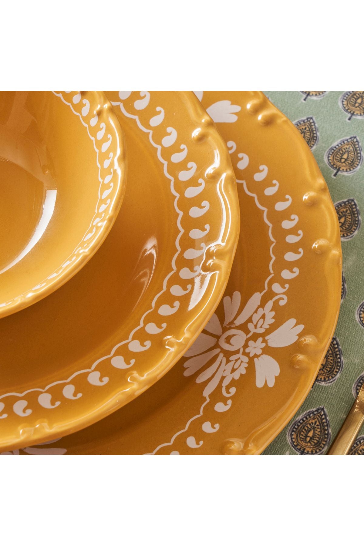 Indian 12 Piece Dinner Set Mustard