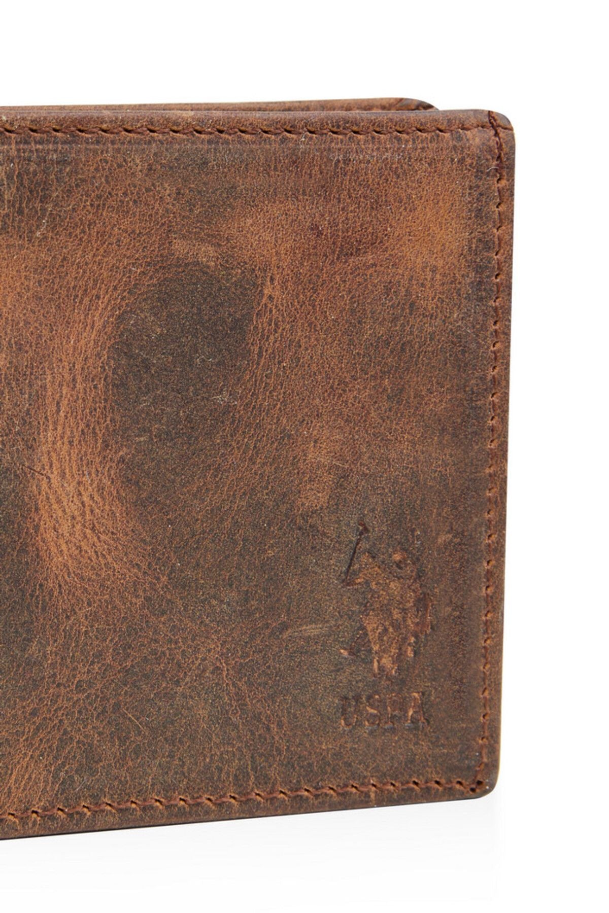U.S Polo Assn. 23763-23764-23766-23767-23769 Genuine Leather Men's Side Wallet Card Holder BROWN