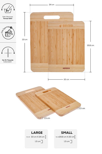 Deren 2 Pieces Bamboo Cutting Board 30/33 Cm