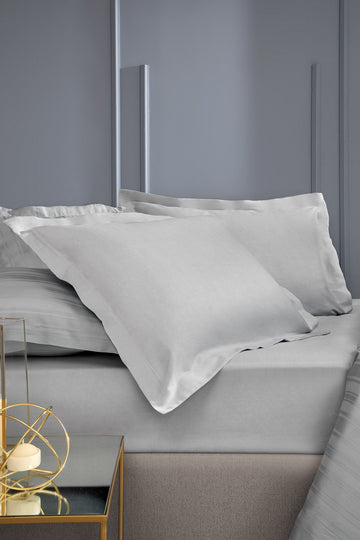 Maisy Bamboo Satin Double Elastic Bed Sheet - Grey