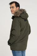 Men's Windproof Faux Fur Cappuccino Parka - Star