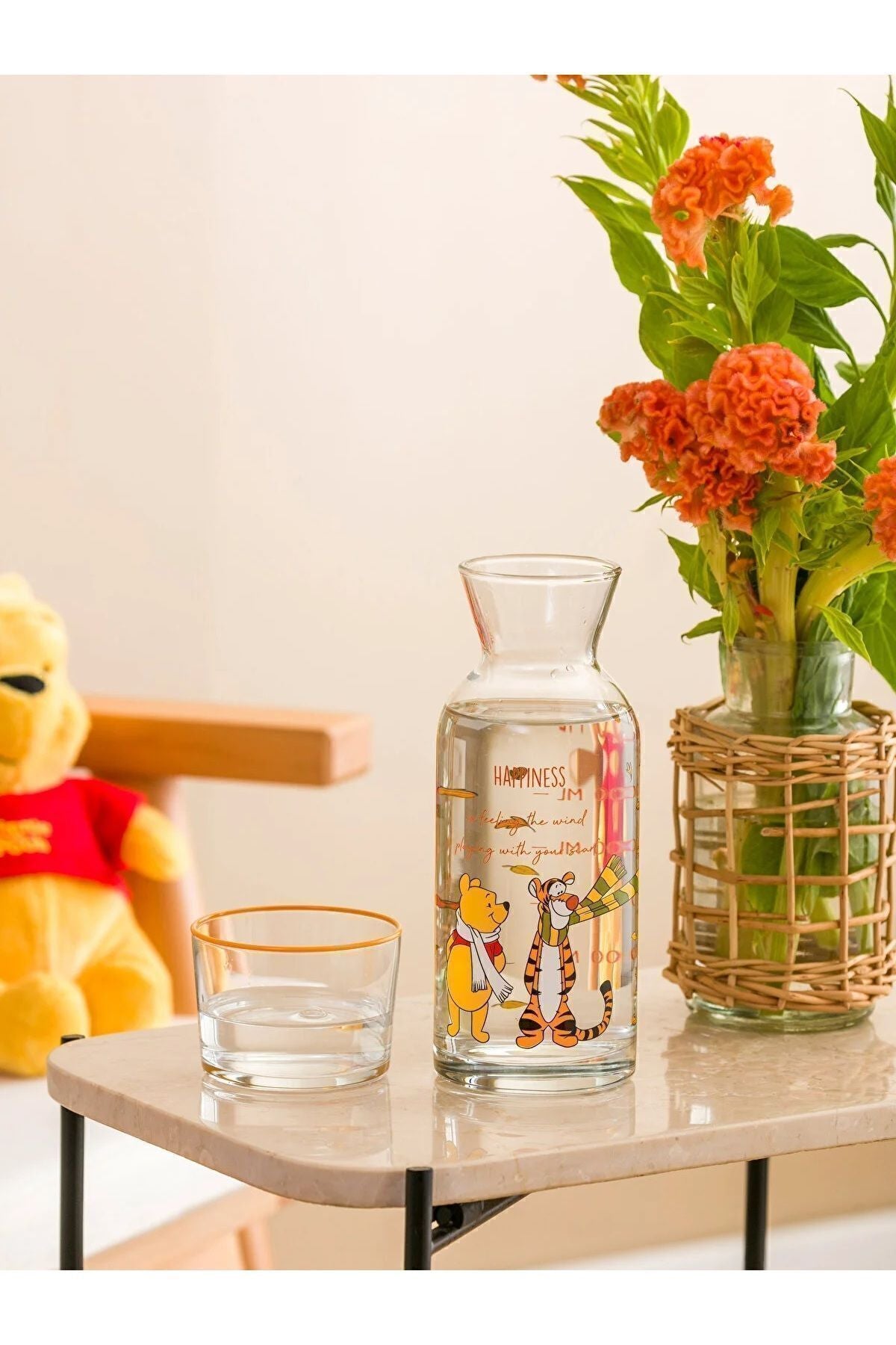 LCW HOME Winnie the Pooh Printed Glass Decanter with Cup Lid 700 Ml