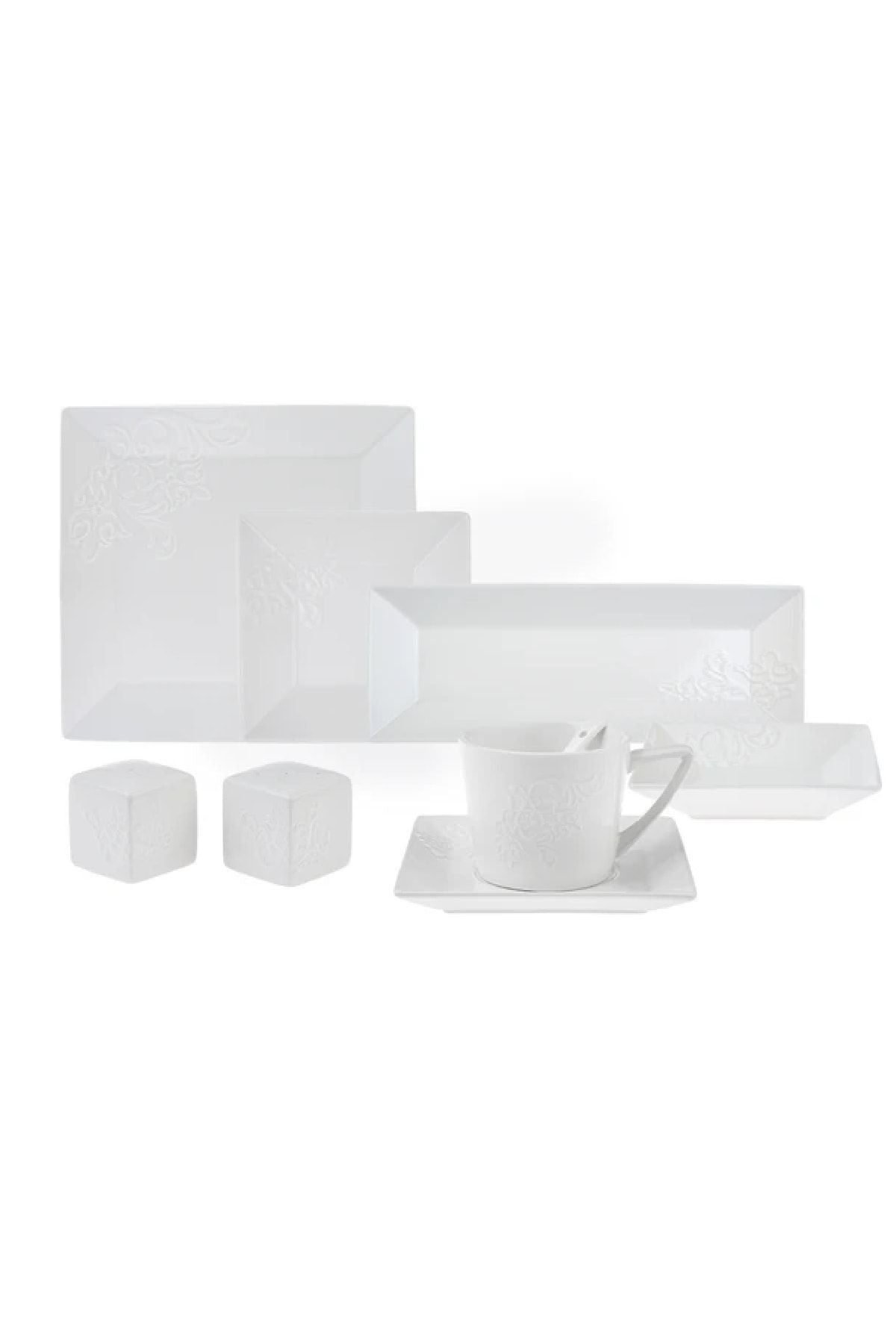 Trend Emboss 32 Pieces 6 Seater Porcelain Breakfast/Serving Set